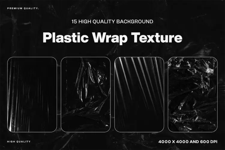 15 Plastic Wrap Texture Overlays 透明塑料薄膜玻璃纸褶皱纹理背景叠加图片设计素材