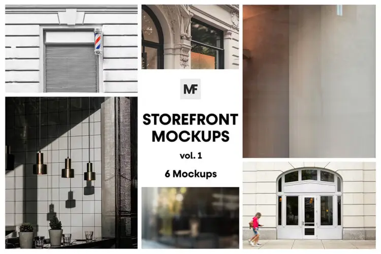 Storefront Mockups vol.1 – Restaurant 餐厅酒吧门面店面玻璃橱窗模型品牌logo展示设计贴图ps样机素材