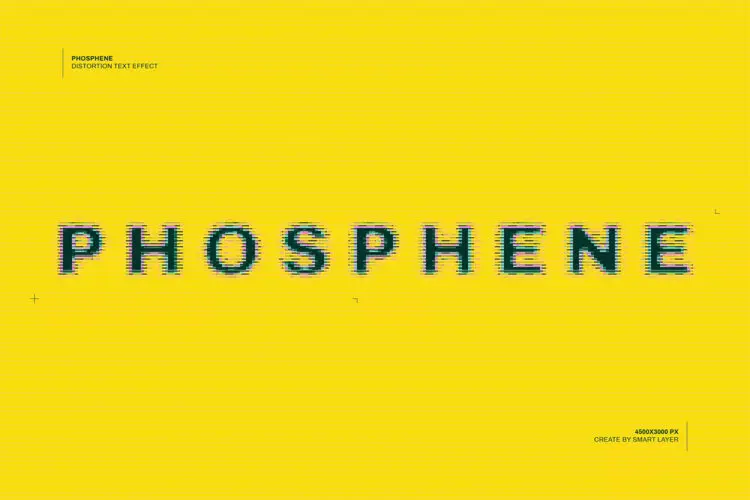 Phosphene Glitch Distortion Text Effect 故障马赛克错觉迷幻位移垃圾摇滚失真文字母ps特效样机素材预制模板