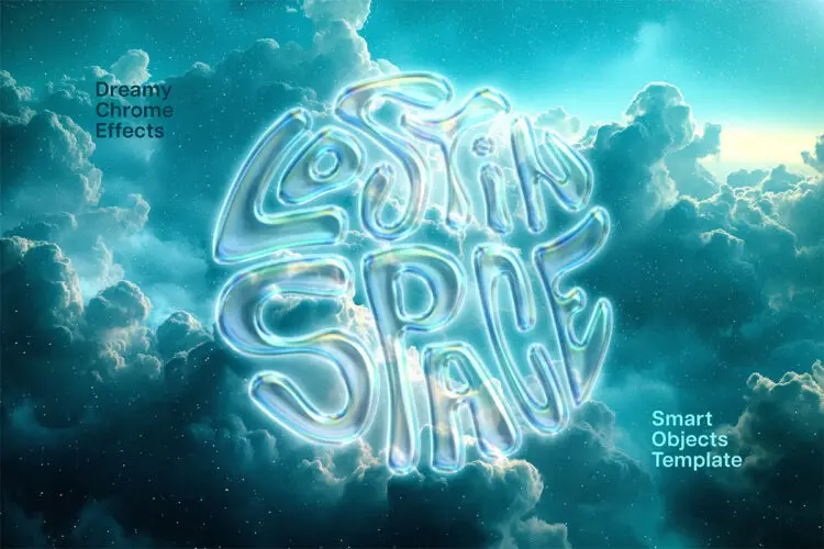 Dreamy Chrome Text & Logo Effects 潮流时尚炫彩梦幻文本字母logo标题ps特效样机素材模板