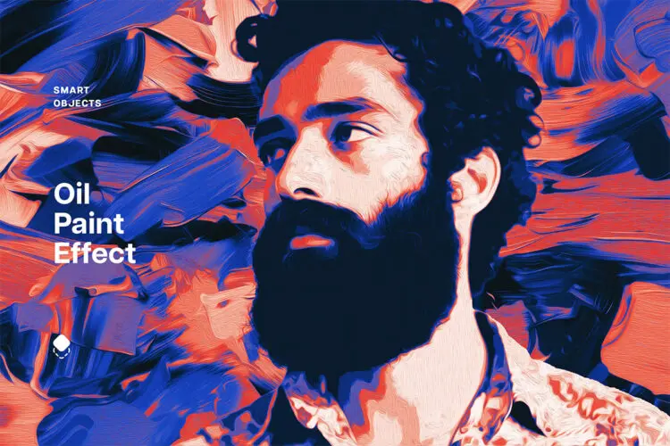 Oil Paint Photo Effect 艺术抽象绘画美术油画特效滤镜ps样机设计素材一键生成mockup模板