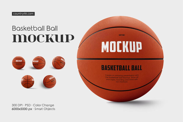 Basketball Ball Mockup Set 篮球模型品牌logo标识设计贴图ps样机素材