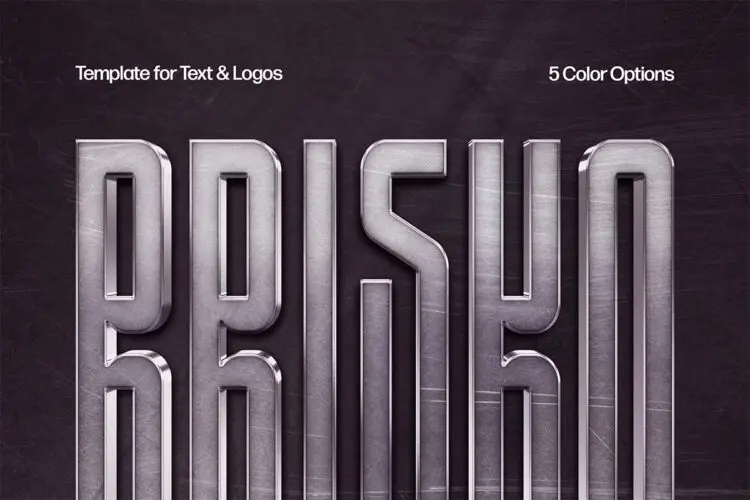 Forged Steel Sign Mockup 金属钢铁质感磨损做旧logo标识效果ps特效样机素材预制模板