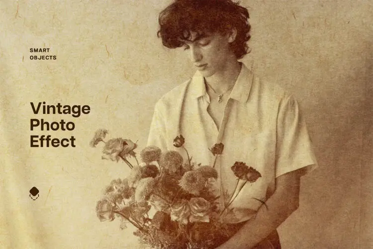 Vintage Sepia Photo Effect 经典复古怀旧褐色泛黄褪色做旧图像历史老照片滤镜ps样机特效模板