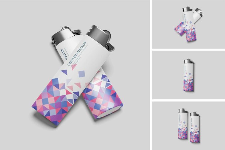 Lighter Mockup 一次性打火机模型品牌包装印花标识设计贴图ps样机素材