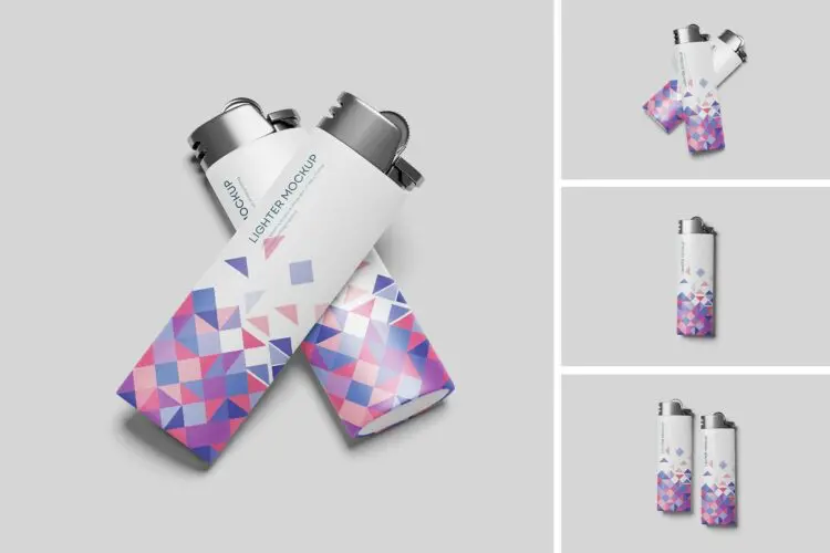 Lighter Mockup 一次性打火机模型品牌包装印花标识设计贴图ps样机素材