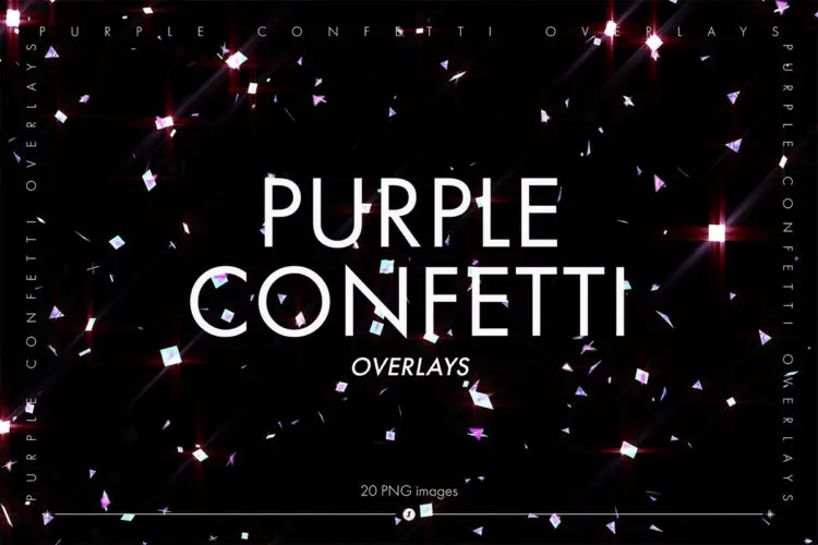 Shiny Purple Confetti Overlays 闪亮闪耀五彩纸屑粒子散落背景元素设计素材