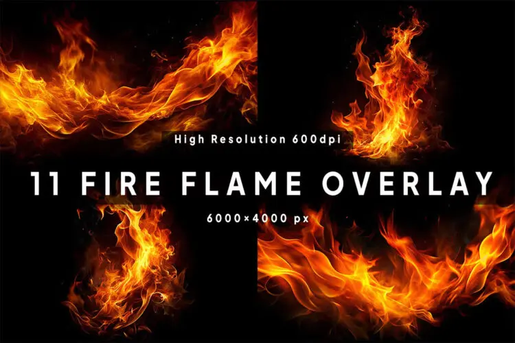 Fire Flames Overlays 逼真火焰火苗燃烧纹理背景叠加图片设计素材