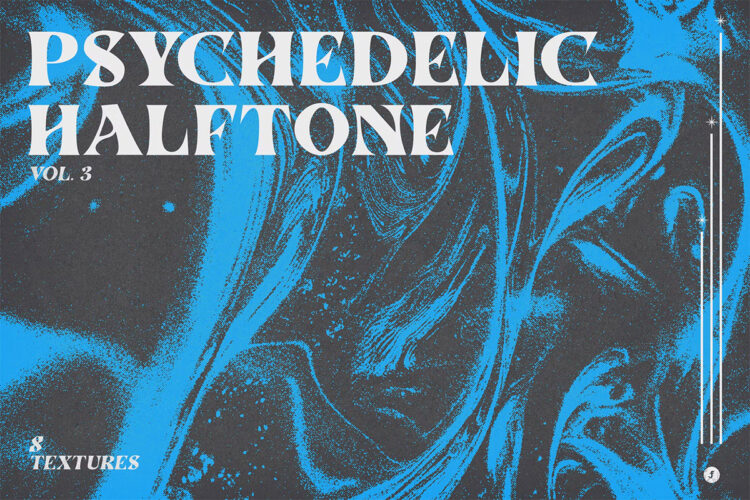 Psychedelic Halftone Textures Vol. 3 复古抽象颗粒迷幻半调纹理背景图片设计素材