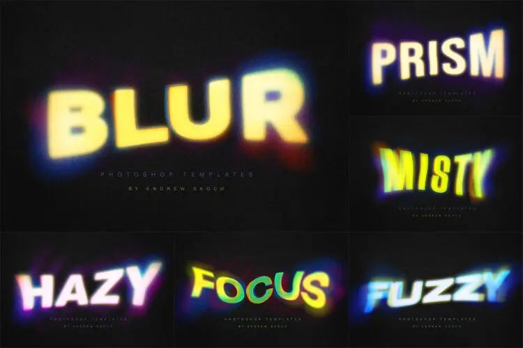 Gradient Blurred Text Effect 渐变模糊迷幻错觉幻影文字母预制效果ps特效样机素材模板