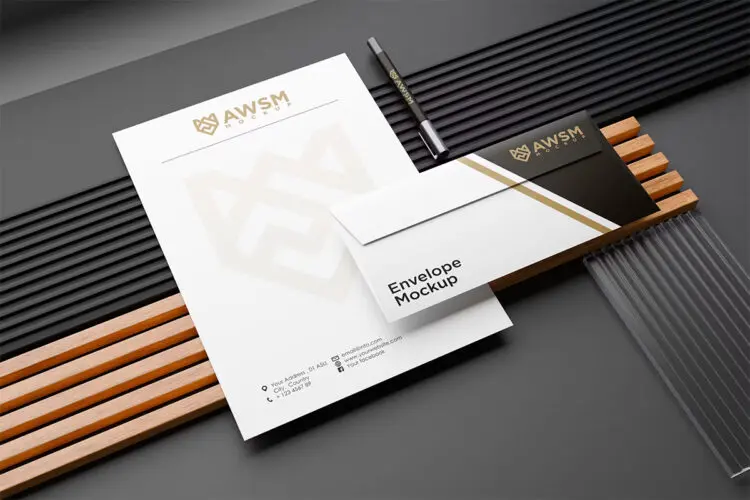 Stationery Envelope Mockup 办公信封文具样机展示设计贴图ps样机素材