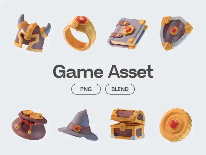 Game Asset 3D Icons 24款游戏道具3D图标icon设计素材webp免抠图片