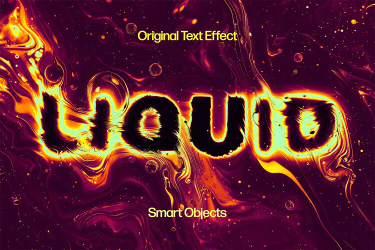 Acid Liquid Melting Text Effect 潮流酸性液体油漆融化扭曲故障字体文本LOGO标题设计PS特效滤镜样机模板