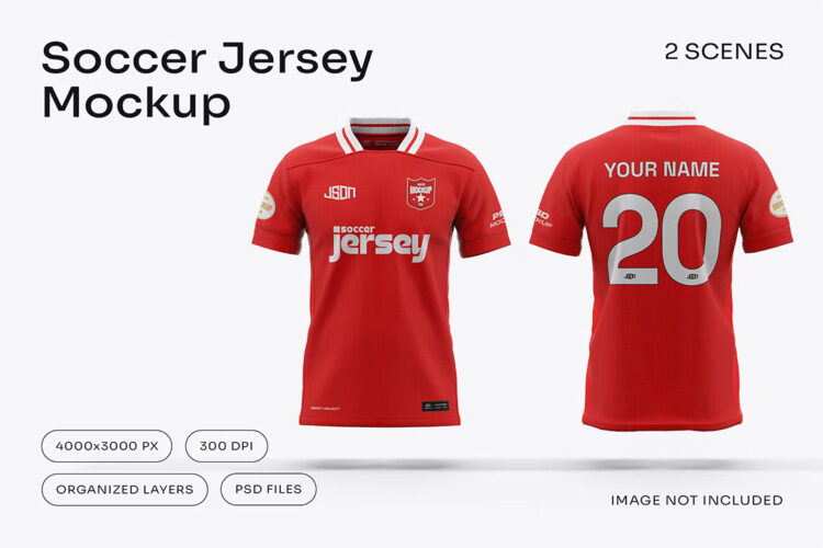 Jersey Mockup 短袖圆领运动球衣模型品牌logo商标展示设计贴图ps服饰样机素材模板