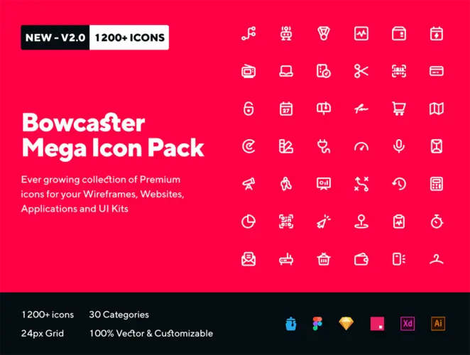 Bowcaster Mega Icon Pack 1200多个网站应用系统icon小图标素材下载