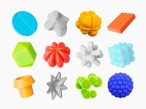 Shaaapes 3d Abstractions 120款缤纷时尚扭曲抽象渐变3D几何图形png免抠图片素材
