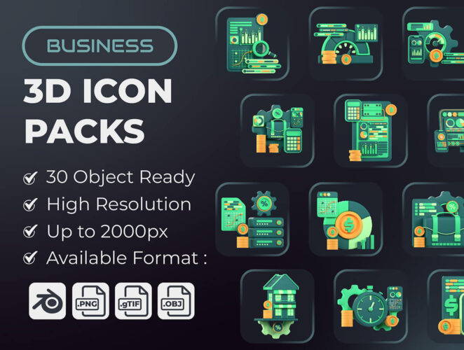 Business 3D Icon Packs  30款3D立体商业营销总结汇报创意卡通icon图标ps设计素材源文件
