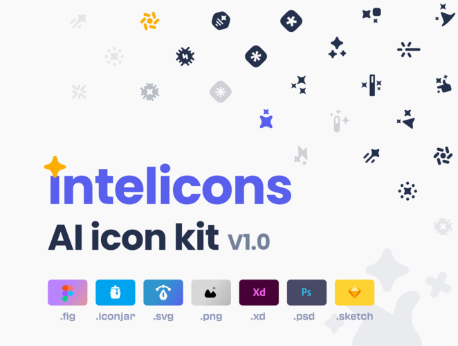 intelicons AI icon kit 40款趣味Ai人工智能魔术棒星星闪光创意灵感icon图标素材源文件