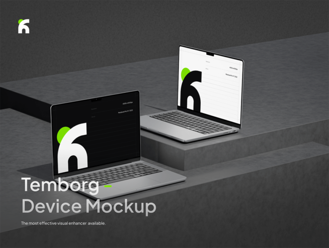 Temborg – Macbook Pro Mockup  5款MacBook Pro苹果笔记本模型屏幕贴图ps样机素材