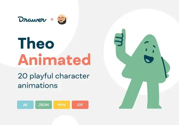 Theo Animated 顽皮的三角形卡通人物插画设计图片素材下载