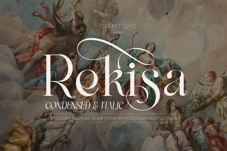 REKISA – Modern Display Serif 4款REKISA复古优雅时尚花体字服装品牌logo海报封面衬线英文字体