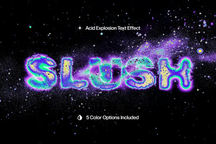 Acid Explosion Distortion Text Effect 潮流酸性粉末爆炸失真海报标题LOGO设计PS特效样机模板素材