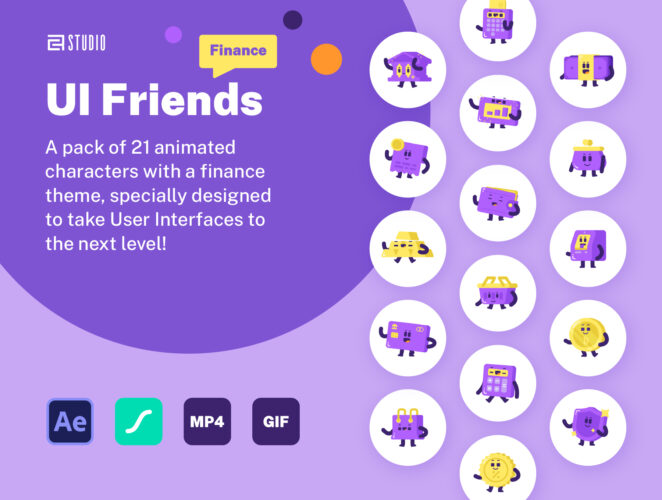 UI Friends – Finance 21款金融为主题的动画角色