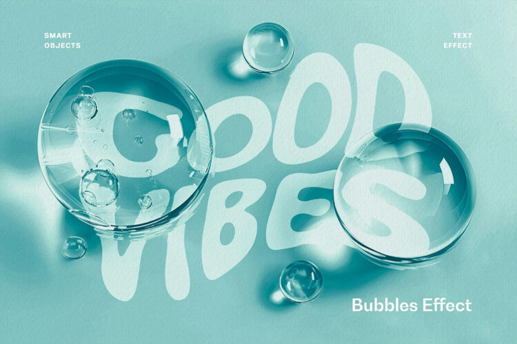 Bubbles Text & Logo Effect 视觉冲击水滴气泡装饰标题文本LOGO设计PS特效样机样式模板素材