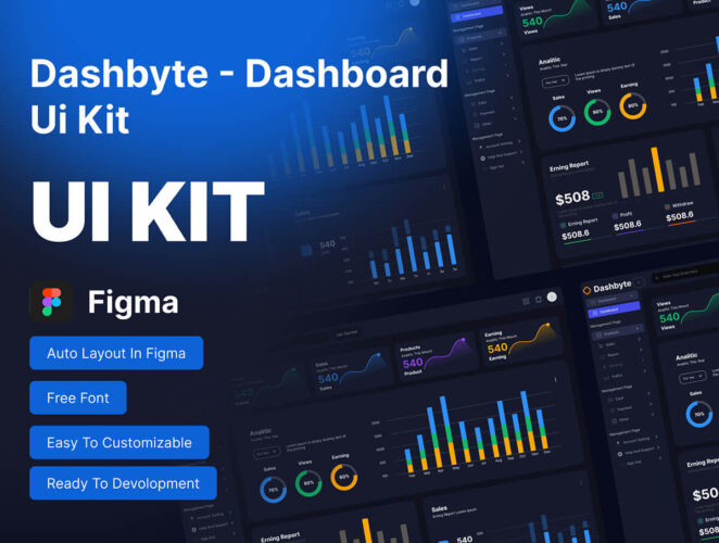 Dashbyte – Dashboard Ui Kit 双配色通用市场营销报表财务后台数据分析仪表盘ui界面设计模板