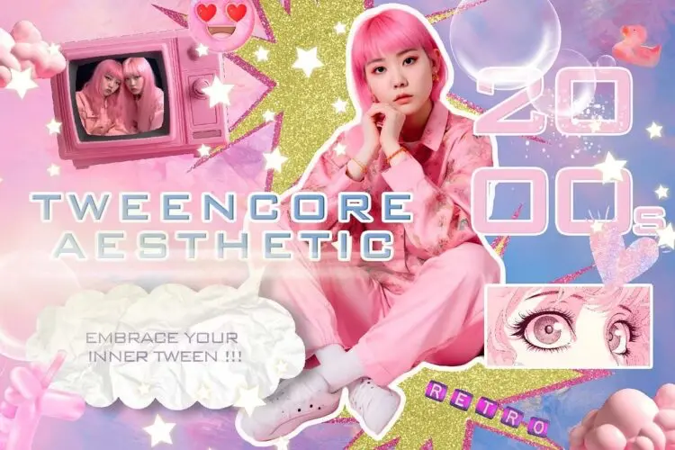 TWEENCORE 2000s AESTHETIC 少女粉色可爱潮流复古流行背景漫画拼贴webp免抠图片素材