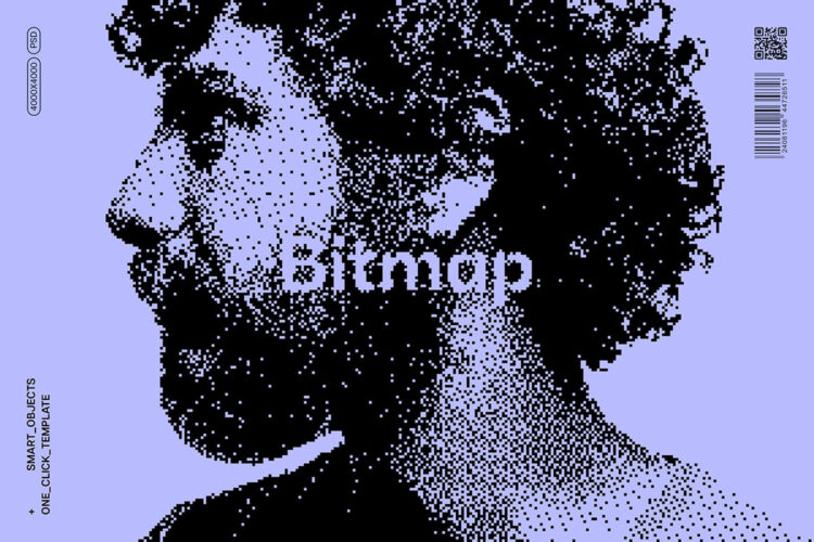 Dithering Bitmap Creator 潮流复古点阵像素低保真马赛克抽象艺术图像滤镜ps样机特效模板
