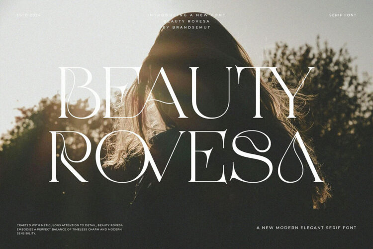 Beauty Rovesa Elegant Display Serif 现代优雅时尚花体字杂志画册婚礼请柬邀请函封面标题衬线英文字体