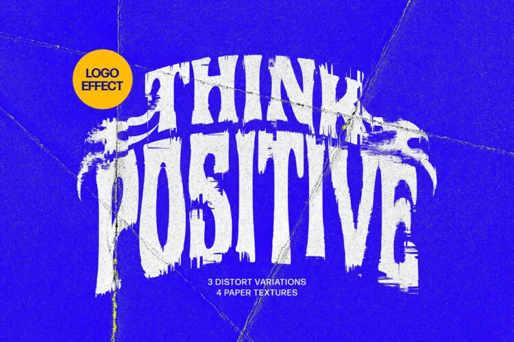 Distort Glitch Text & Logo Effect 街头潮流粗糙磨损扭曲故障风海报标题logo字体设计ps特效样机模板