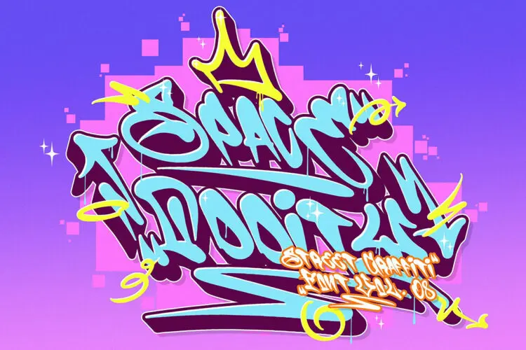 Space Oddity Music Graffiti Font 美式潮流街头涂鸦嘻哈音乐街舞潮牌海报专辑封面标题手写英文字体