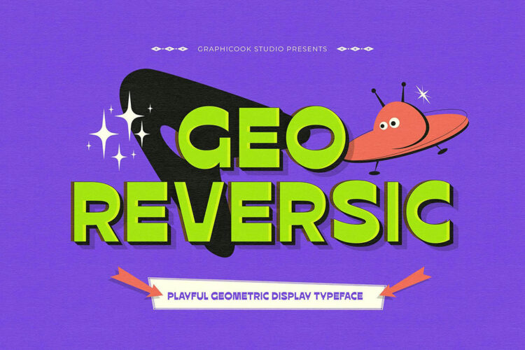 Georeversic 潮流复古酸性逆反差潮牌logo海报封面标题英文字体包