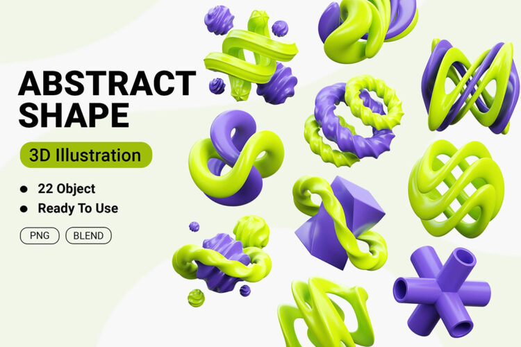 Abstract Shape 3D Icon  22款3D立体抽象几何水晶科幻创意科技海报png免抠图片素材