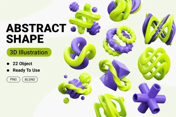 Abstract Shape 3D Icon  22款3D立体抽象几何水晶科幻创意科技海报webp免抠图片素材