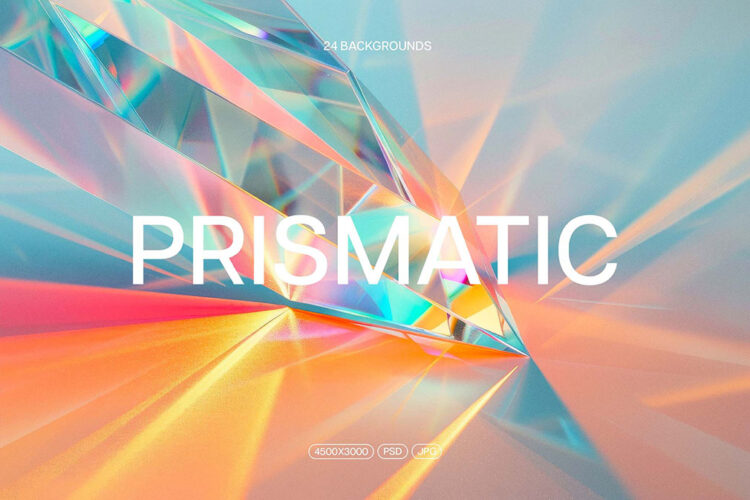 Prismatic Light Backgrounds 24款璀璨彩虹玻璃棱镜折射光束反射色散水晶光谱背景底纹图片素材