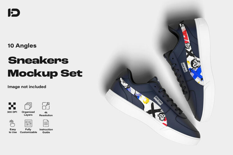 Sneakers Mockup Set 10款休闲运动鞋模型品牌logo标识设计贴图psd样机素材模板