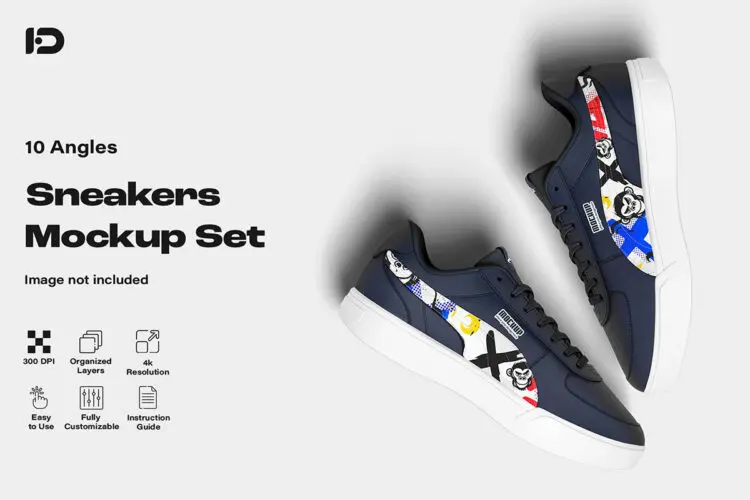 Sneakers Mockup Set 10款休闲运动鞋模型品牌logo标识设计贴图psd样机素材模板