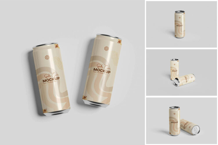 Soda Can Mockup 饮料金属易拉罐模型罐身包装设计贴图ps样机素材模板