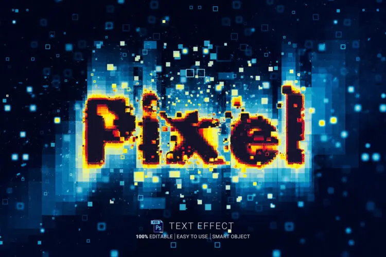 Pixel Editable PSD Text Effect 复古数字化像素扭曲抽象艺术文本标题logo特效PSD样机