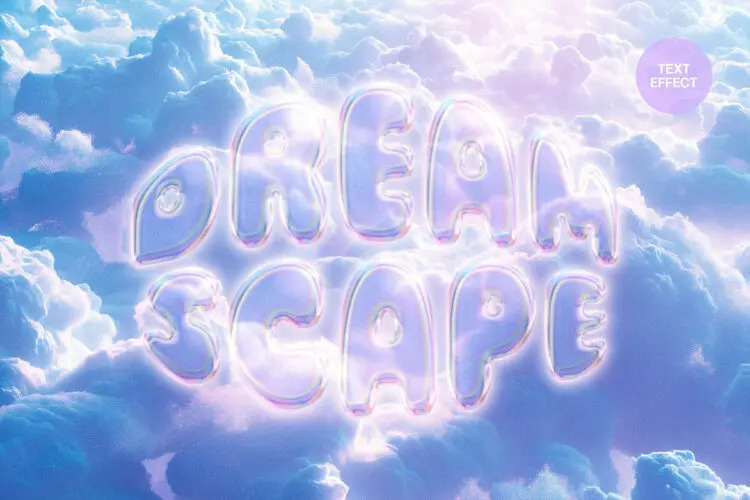 Dreamy Glass Text Effect 潮流时尚炫彩梦幻模糊彩虹酒吧logo海报标题特效字体ps样机模板