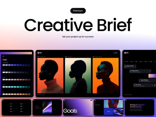 Creative Brief 创意时尚项目简报策划预算进程时间线团队介绍提案ui界面设计模板