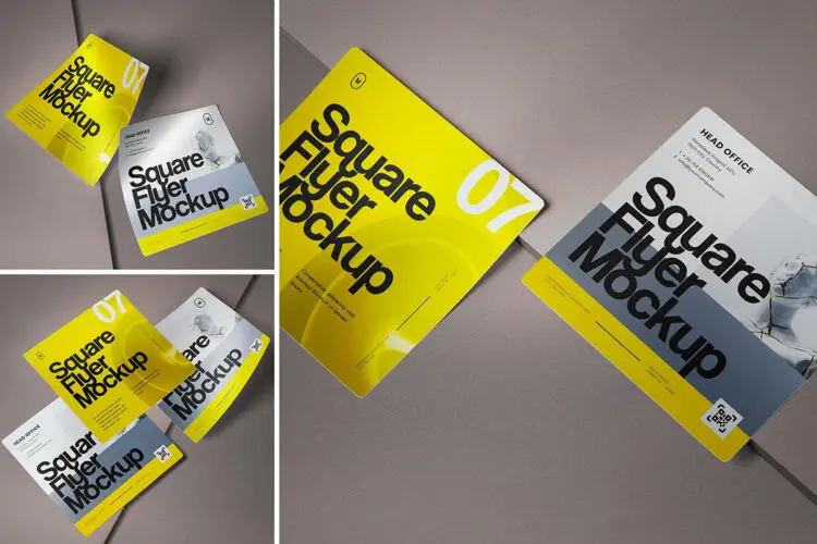 Flyer Mockup 3款广告营销传单海报模型展示设计贴图psd单页样机素材