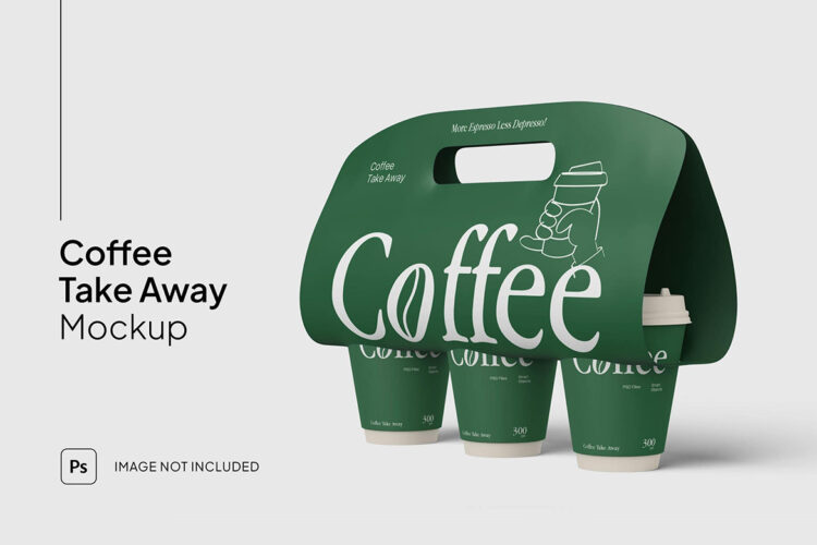 Coffee Cup Takeaway Mockup 时尚外卖咖啡杯模型杯身包装展示设计贴图psd样机素材