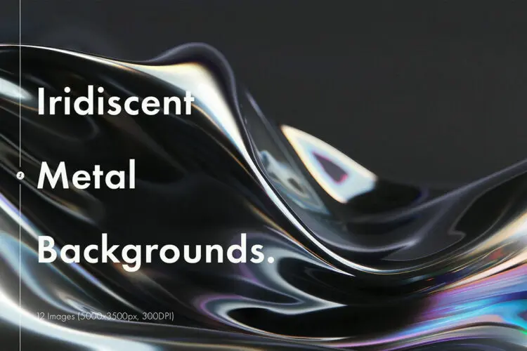 Iridescent Liquid Metal Backgrounds 五彩斑斓黑色液态金属流体波浪背景图片设计素材