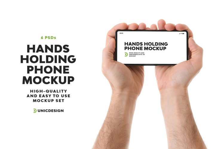 Hands Holding Phone Mockup 双手拿手捧手机模型屏幕UI/UX展示设计贴图ps样机素材模板