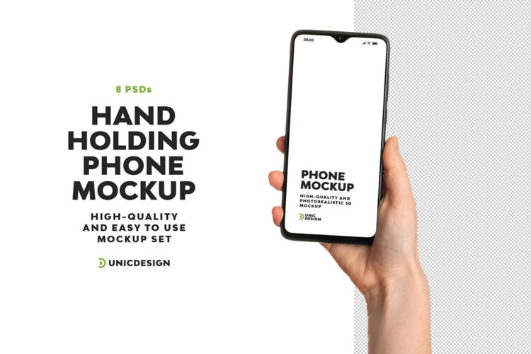 Hand Holding Phone Mockup 单手握持手拿手机模型屏幕UI/UX展示设计贴图ps样机素材模板