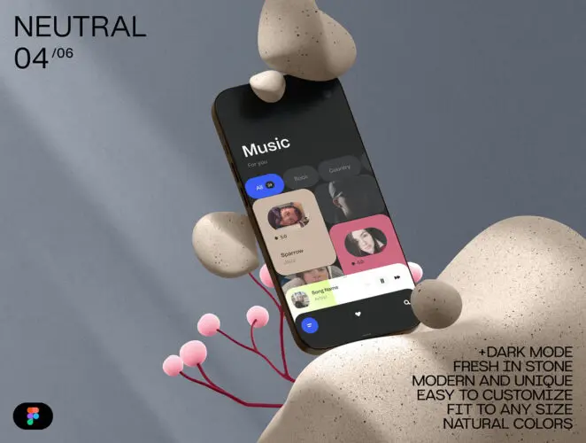 Figma Organic Mockups 6款手机app界面ui设计作品ps样机素材多角度展示效果合集